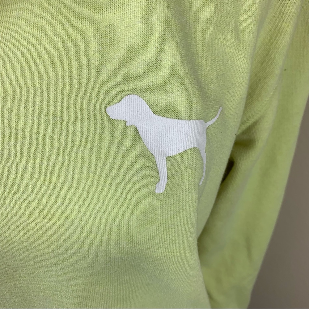 VS PINK Love Pink Back Detail Green Quarter Zip Pullover Sweatshirt - Picture 4 of 15